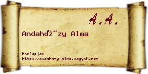 Andaházy Alma névjegykártya